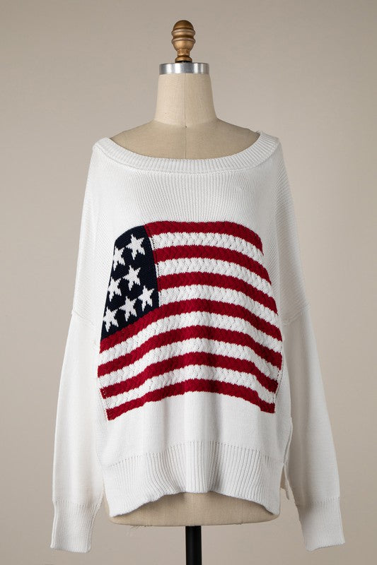 Flag Crochet Knit Sweater