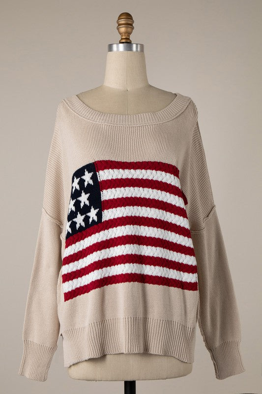 Flag Crochet Knit Sweater