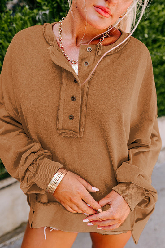 Henley Button Sweatshirt